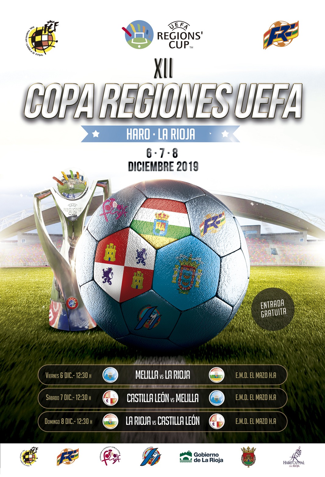 Federación Riojana Fútbol-Mañana en El Mazo (12:30 h. frente a Melilla) la 'Riojana' vuelve a la Copa de las Regiones de UEFA.